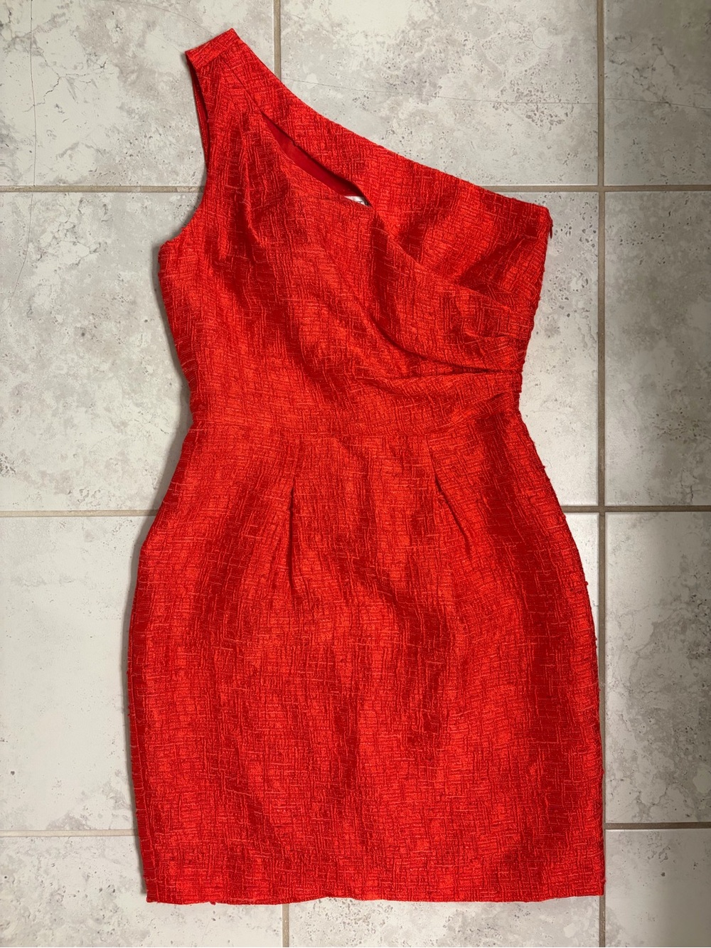 Trina Turk| Wedding Guest One-Shoulder Textured Boucle Cocktail Mini Dress |Sz 4
